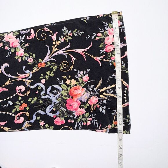 Betsey Johnson Collection 100% Silk Floral Wide Leg Pants Black Colorful Y2K 6 - Picture 12 of 16